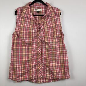 Bit & Bridle‎ Womens Top 1X Pink Plaid Western Button Up Blouse Cowgirl Country